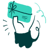 Icon of an arm holding a gift card