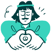 Icon of a hippie making a heart shape with his hands